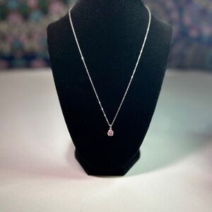 1 CT Round Sakura Pink Moissanite Necklace 925 Silver